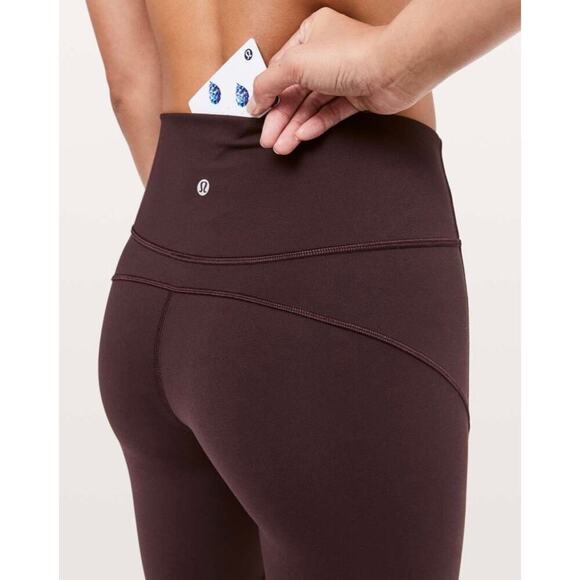 Lululemon In Movement 7/8 Tight Everlux Burgundy Athleisure Gym Workout Size 4 - Picture 2 of 11